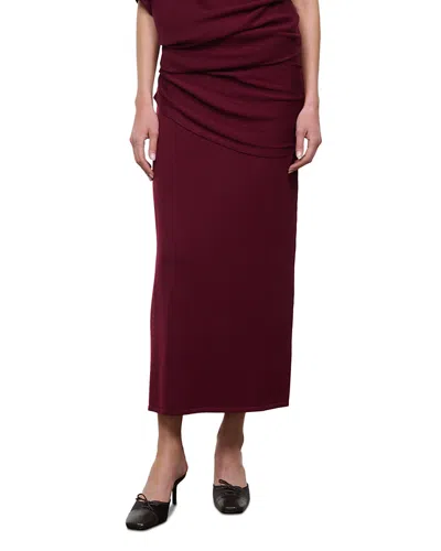 Staud Wilma Draped Wool Skirt In Burgundy