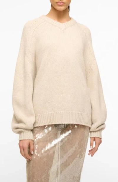 Staud Wilson Oversize Wool Blend Sweater In Oatmeal