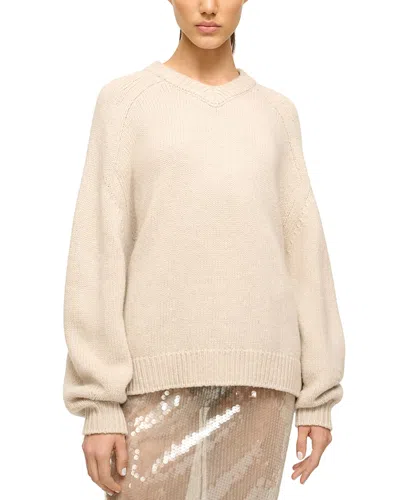 Staud Wilson Oversize Wool Blend Sweater In Oatmeal