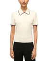 Staud Windsor Whip Stitch Trim Top In Ivory/navy