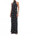 Staud Winnie Silk Dress In Pop Sardines Black In Multi