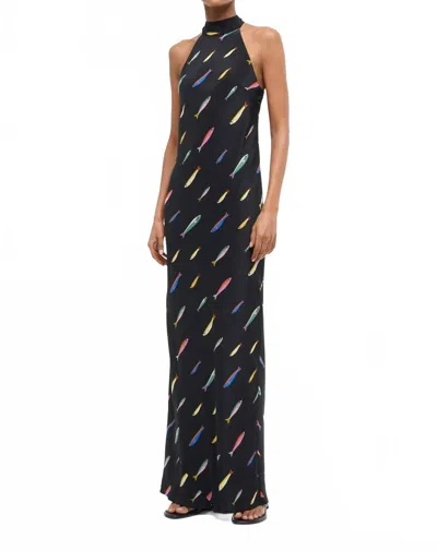Staud Winnie Silk Dress In Pop Sardines Black In Multi