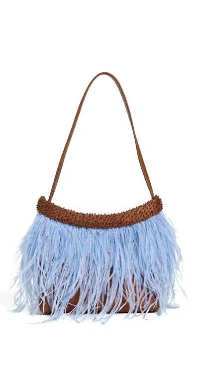 Staud Winslow Feather-trim Bead-embellished Shoulder Bag In Black