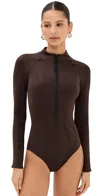 Staud Wipeout Rash Guard Dark Chocolate In Dark Chocolate