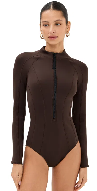 Staud Wipeout Rash Guard Dark Chocolate
