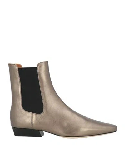 Staud Woman Ankle Boots Bronze Size 6 Leather In Gray