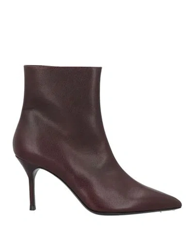 Staud Woman Ankle Boots Burgundy Size 8 Leather In Brown