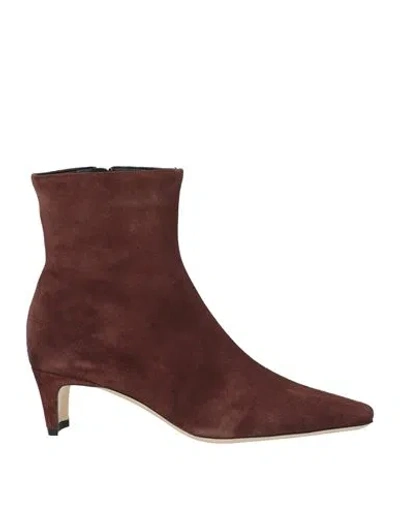 Staud Woman Ankle Boots Dark Brown Size 8.5 Leather