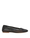 Staud Nell Woven Leather Ballet Flats In Black
