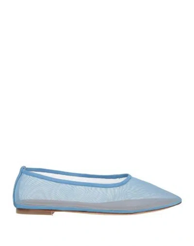 Staud Woman Ballet Flats Sky Blue Size 8.5 Textile Fibers