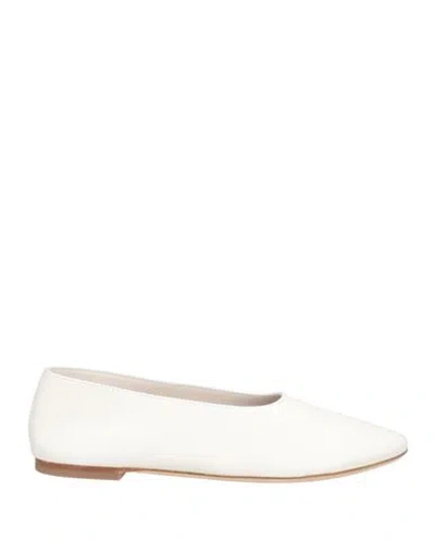 Staud Woman Ballet Flats White Size 8 Leather In Multi