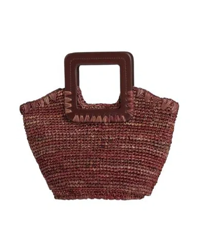 Staud Woman Handbag Chocolate Brown Size - Natural Raffia, Textile Fibers
