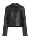 Staud Woman Jacket Black Size M Cow Leather In Black