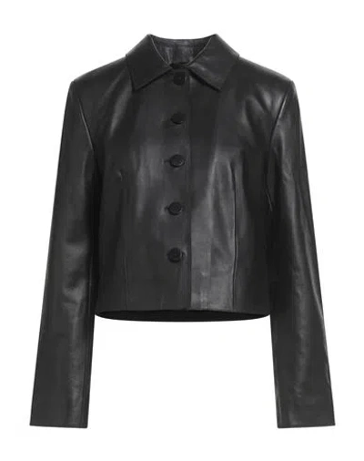 Staud Woman Jacket Black Size M Cow Leather