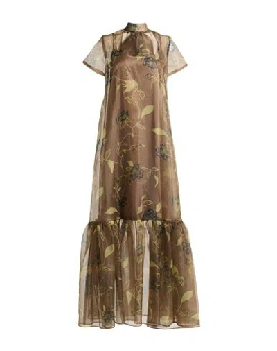 Staud Woman Maxi Dress Military Green Size M Polyester, Elastane In Brown