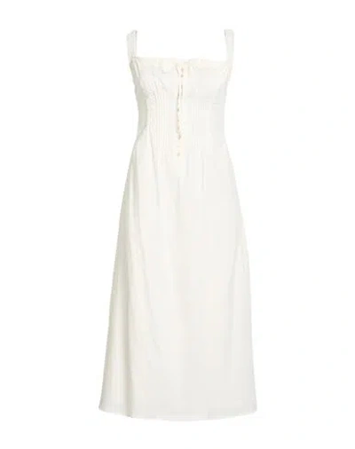 Staud Woman Midi Dress Ivory Size 6 Cotton In White