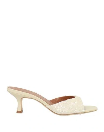 Staud Woman Sandals Cream Size 8 Textile Fibers In Multi