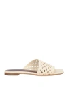Staud Woman Sandals Ivory Size 7 Leather In Neutral