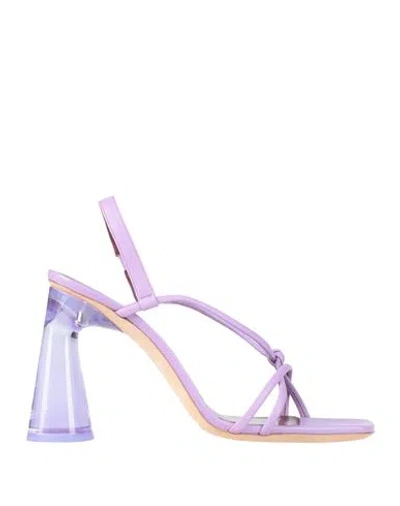Staud Woman Sandals Lilac Size 11 Leather In Purple