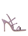Staud Woman Sandals Lilac Size 10 Textile Fibers In Purple