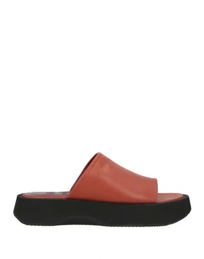 Staud Woman Sandals Rust Size 6 Soft Leather In Red