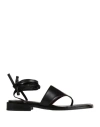Staud Alexandre Leather Lace-up Thong Sandals In Black