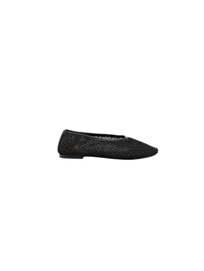 Staud Women's Alba Ballet Beaded Flat Shoes In Black Crystal Mesh In Multi