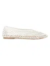 Staud Alba Leather-trimmed Crocheted Ballet Flats In White
