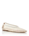 Staud Alba Leather-trimmed Crocheted Ballet Flats In Paper Nett