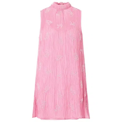 Staud Women's Albee Beaded Tie-neck Mini Dress, Flirt In Pink