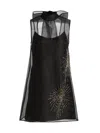Staud Albee Beaded-detail High-neck Mini Dress In Black