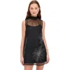 Staud Albee Beaded-detail High-neck Mini Dress In Black