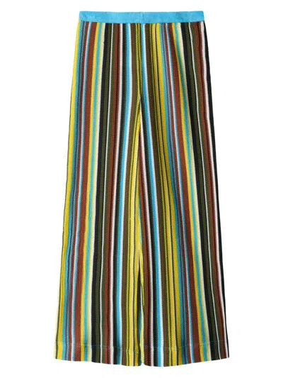 Staud Ali Striped Knitted Straight-leg Pants In Multi