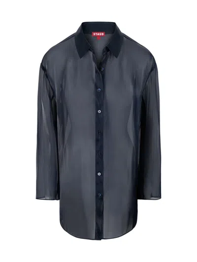 Staud Women's Allen Sheer Oversized Shirt In Blue