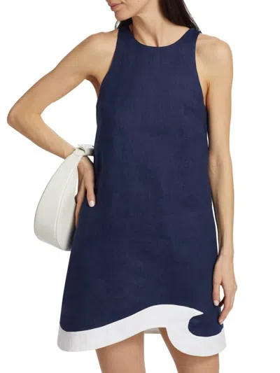 Staud Women's Allori Linen Shift Dress In Blue