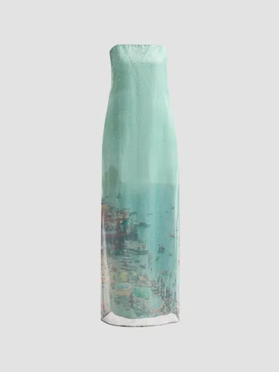 Staud Amara Embellished Maxi Dress In Green