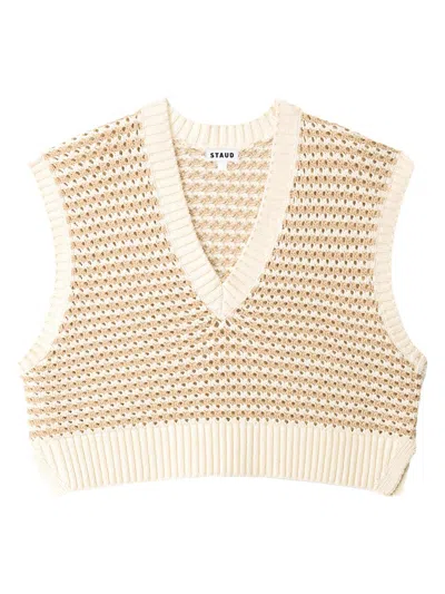 Staud Women's Americana Striped Crochet Crop Sweater