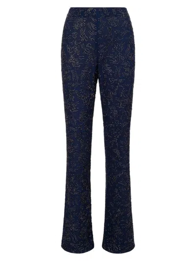 Staud Women's Avola Beaded Boot-cut Pants In Navy