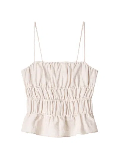 Staud Ayla Ruffled Linen Tank In White