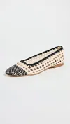 Staud Nell Crocheted Leather Ballet Flats In Beige
