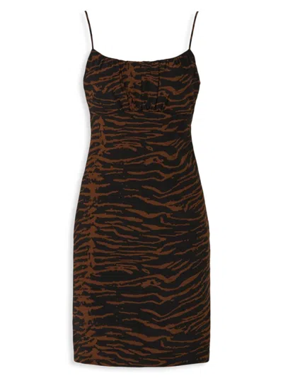 Staud Women's Bell Zebra Print Bodycon Dress In Brown