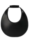 Staud Crescent Moon-shaped Mini Bag In Polished Black Leather In Black
