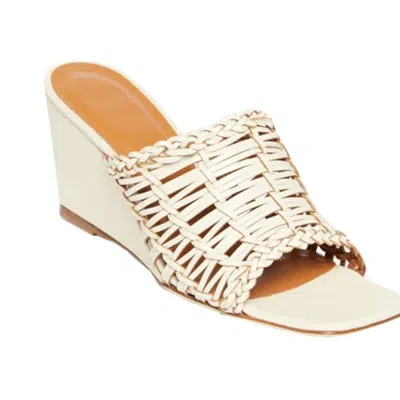 STAUD WOMEN BLAIR WOVEN WEDGE SLIDE LEATHER SANDALS CREAM