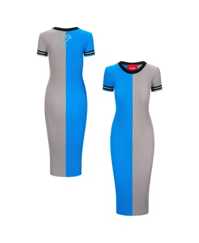 Staud Women's Blue/silver Detroit Lions Colleen Dress In Blue,silver