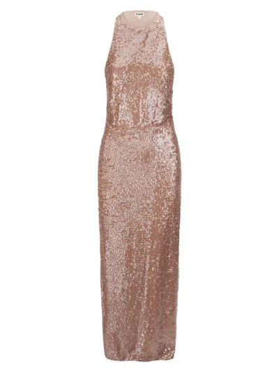 Staud Bree High Neck Dress In Flax In Gold