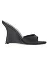 Staud 100mm Brigitte Satin Wedge Mules In Black