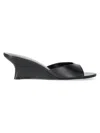 Staud Brigitte Leather Wedge Mules In Black