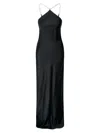 Staud Cadence Faux Pearl-embellished Satin Maxi Dress In Black
