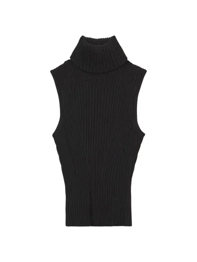 Staud Women's Callum Rib-knit Sleeveless Turtleneck Top In Black