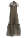Staud Calluna Thyme Sheer Organza Maxi Dress In Brown